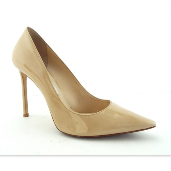 JIMMY CHOO Beige Nude Patent Classic Heel Pumps 40